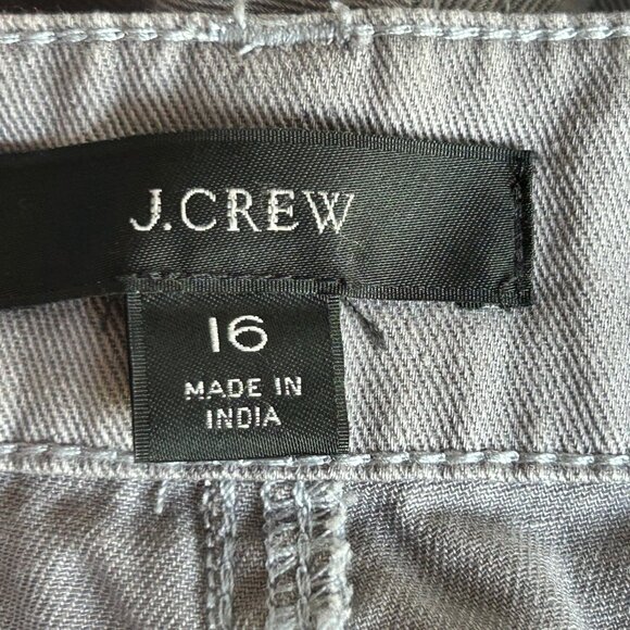 J. CREW Grey Button-Fly Wide Leg Crop Twill Pants Size 16 - Picture 7 of 13